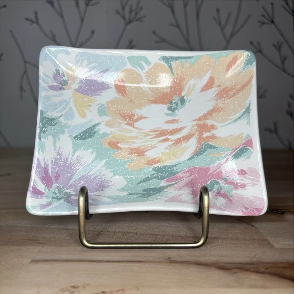 VTG EXCELL HOME FASHIONS Floral Rectangular Ceramic Soap Dish‎ 5.5